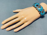 Important Vintage Native American Zuni Turquoise Sterling Silver Inlay Bracelet-Nativo Arts
