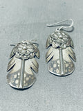 One Of The Most Detailed Vintage Native American Navajo Sterling Silver Feather Earrings-Nativo Arts