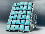 The Biggest Best Vintage Native American Navajo Square Turquoise Sterling Silver Bracelet-Nativo Arts