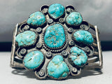 Patina Paradise!! Vintage Native American Navajo Turquoise Cluster Sterling Silver Bracelet-Nativo Arts