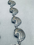 One Of The Best Vintage Native American Navajo Turquoise Inlay Sterling Silver Necklace-Nativo Arts