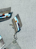 Above The Rest Vintage Native American Navajo Turquoise Inlay Sterling Silver Earrings-Nativo Arts