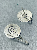 Native American Traditional Vintage Santo Domingo Sterling Silver Kokopelli Earrings-Nativo Arts