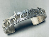 Betty Bitsi Horses Hand Carved Vintage Native American Navajo Sterling Silver Bracelet-Nativo Arts