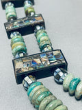 One Of Most Stellar Vintage Navajo Green Turquoise Sterling Silver Necklace-Nativo Arts