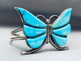 One Of Most Unique Vintage Native American Navajo Turquoise Butterlfy Sterling Silver Bracelet-Nativo Arts