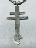Gasp! Late 1800's/ Early 1900's Vintage Native American Navajo Coin Silver Hand Tooled Necklace-Nativo Arts
