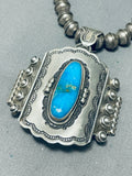 One Of The Finest Native American Navajo Turquoise Sterling Silver Coil Necklace-Nativo Arts