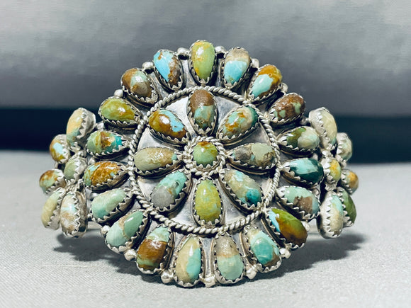 Fantastic Native American Zuni Turquoise Sterling Silver Cluster Bracelet-Nativo Arts