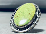 Bill Mex Colossal Vintage Native American Navajo Signed Gaspeite Sterling Silver Ring-Nativo Arts