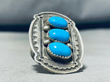Joseph Tom Vintage Native American Navajo Domed Turquoise Sterling Silver Ring-Nativo Arts