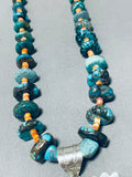Fascinating Native American Navajo Signed Kingman Turquoise Spiny Silver Kachina Necklace-Nativo Arts