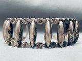 Very Old Vintage Native American Navajo Ornate Sterling Silver Bracelet Cuff-Nativo Arts