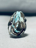 Fascinating Vintage Native American Navajo Godber Turquoise Sterling Silver Ring-Nativo Arts
