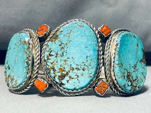 One Of The Best Vintage Native American Navajo #8 Turquoise Sterling Silver Bracelet-Nativo Arts