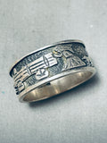 Native American Navajo Story On The Finger Vintage Sterling Silver Hand Carved Ring-Nativo Arts