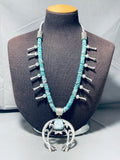 Tawney Willie Native American Navajo Turquoise Sterling Silver Squash Blossom Necklace-Nativo Arts