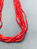 Fab Native American Navajo Tubed Coral Sterling Silver Heishi Necklace-Nativo Arts