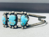 Outstanding Vintage Native American Navajo 3 Morenci Turquoise Sterling Silver Bracelet-Nativo Arts