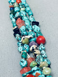 100 Grams Vintage Native American Navajo Old Kingman Turquoise Sterling Silver Necklace-Nativo Arts
