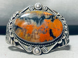 One F The Most Ornate Vintage Native American Navajo Petrified Wood Sterling Silver Bracelet-Nativo Arts