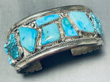 Rare Vintage Native American Navajo Morenci Old Kingman Turquoise Sterling Silver Bracelet-Nativo Arts