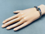 Very Itnricate Vintage Native American Navajo Turquoise Inlay Sterling Silver Bracelet-Nativo Arts