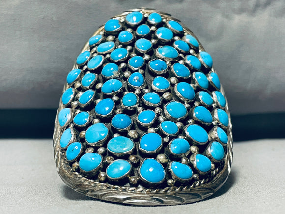 One Of The Best Ever Vintage Native American Navajo Circular Turquoise Sterling Silver Bracelet-Nativo Arts