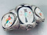 Native American One Of The Best Vintage Navajo Turquoise Bird Inlay Sterling Silver Bracelet-Nativo Arts