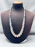 Intricate Bead Vintage Native American Navajo Sterling Silver Tube And Flat Bead Necklace-Nativo Arts