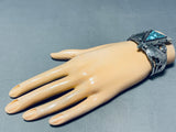 Lone Moutnain Turquoise!! Focal Point Vintage Native American Navajo Sterling Silver Bracelet-Nativo Arts