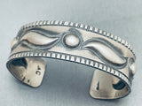 Hand Tooled Vintage Native American Navajo Repoussed Sterling Silver Bracelet-Nativo Arts