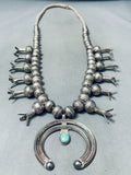 Early 1900's Vintage Native American Navajo Hand Tooled Coin Silver Squash Blossom Necklace