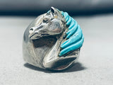 The Best Turquoise Horse Vintage Native American Navajo Sterling Silver Ring-Nativo Arts