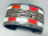 6 Inch Wrist Coral Pearl Vintage Native American Navajo Sterling Silver Heishi Bracelet-Nativo Arts