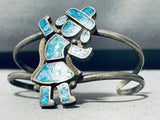 Dancing Rainbow Man Vintage Native American Navajo Turquoise Sterling Silver Bracelet Old-Nativo Arts