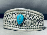 Best Horseshoe Native American Navajo Blue Gem Turquoise Sterling Silver Bracelet-Nativo Arts