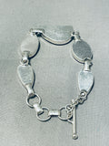 Breathtaking Native American Navajo White Buffalo Sterling Silver Links Toggle Bracelet-Nativo Arts