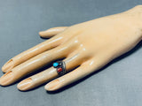 One Of A Kind Vintage Native American Navajo Sleeping Beauty Turquoise Coral Sterlingsilver Ring-Nativo Arts