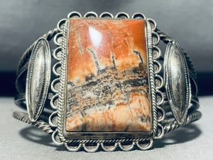 Hot Lava Agate Very Rare Vintage Native American Navajo Sterling Silver Bracelet-Nativo Arts