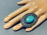 Sparkling Vintage Native American Navajo Carico Lake Turquoise Sterling Silver Ring-Nativo Arts