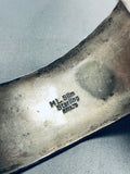 Teepee Love Vintage Native American Navajo Intricate Sterling Silver Bracelet