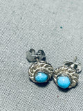 Marvelous Vintage Native American Navajo Sleeping Beauty Turquoise Sterling Silver Earrings-Nativo Arts