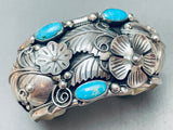 Huge Flower Southwestern Sterling Silver Turquoise Bracelet-Nativo Arts