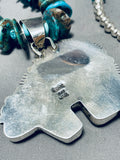 Signed Vintage Native American Navajo Royston Turquoise Sterling Silver Bear Necklace-Nativo Arts