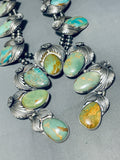 406 Grams Native American Navajo Green Turquoise Sterling Silver Squash Blossom Necklace-Nativo Arts