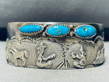 Native Desert Campfire Vintage Native American Navajo Turquoise Sterling Silver Bracelet-Nativo Arts