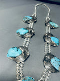 324 Grams!! Native American Navajo Turquoise Sterling Silver Squash Blossom Necklace-Nativo Arts