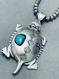 Important Vintage Native American Navajo Toad Sterling Silver Turquoise Necklace-Nativo Arts