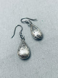 Marvelous Vintage Native American Navajo Sterling Silver Hammered Teardrop Earrings-Nativo Arts
